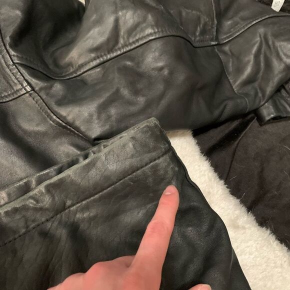 Claiborne Mens Black Button Down Leather Lamb skin Jacket Y2K Sz XXL Thinsulate - Picture 8 of 10